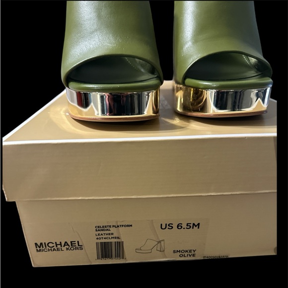 MICHAEL Michael Kors Olive Green Gold Platform Heels Size 6.5M - Picture 4 of 10